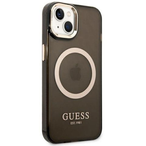 Guess GUHMP14MHTCMK i Phone 14 Plus / 15 Plus 6.7" czarny/black hard case Gold Outline Translucent Mag Safe
