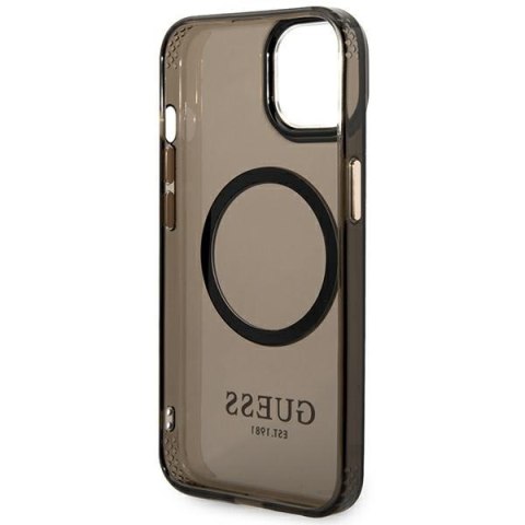 Guess GUHMP14MHTCMK i Phone 14 Plus / 15 Plus 6.7" czarny/black hard case Gold Outline Translucent Mag Safe