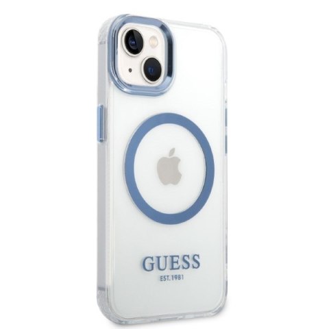 Guess GUHMP14MHTRMB i Phone 14 Plus / 15 Plus 6.7" niebieski/blue hard case Metal Outline Magsafe