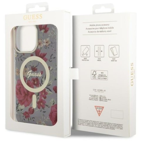 Guess GUHMP14XHCFWSA i Phone 14 Pro Max6.7" zielony/khaki hardcase Flower Mag Safe