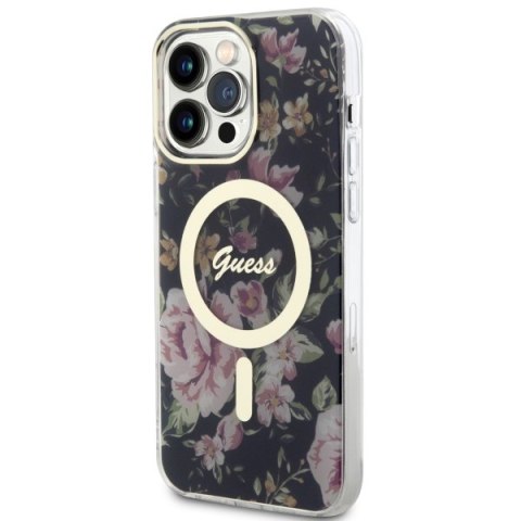 Guess GUHMP14XHCFWSK i Phone 14 Pro Max6.7" czarny/black hardcase Flower Mag Safe