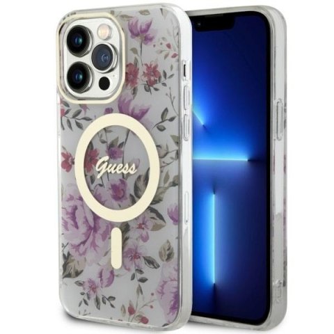Guess GUHMP14XHCFWST i Phone 14 Pro Max6.7" transparent hardcase Flower Mag Safe