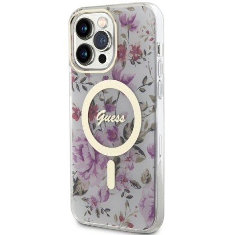 Guess GUHMP14XHCFWST i Phone 14 Pro Max6.7" transparent hardcase Flower Mag Safe