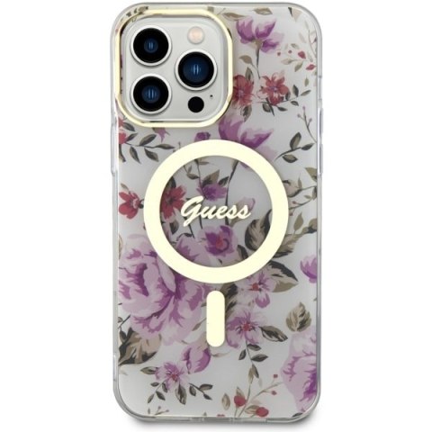 Guess GUHMP14XHCFWST i Phone 14 Pro Max6.7" transparent hardcase Flower Mag Safe