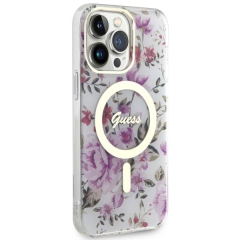 Guess GUHMP14XHCFWST i Phone 14 Pro Max6.7" transparent hardcase Flower Mag Safe