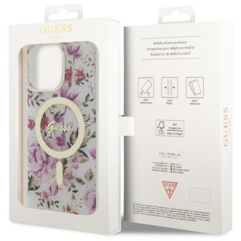 Guess GUHMP14XHCFWST i Phone 14 Pro Max6.7" transparent hardcase Flower Mag Safe