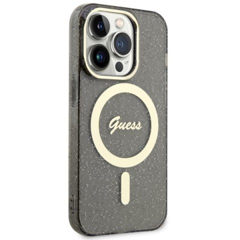 Guess GUHMP14XHCMCGK i Phone 14 Pro Max6.7" czarny/black hardcase Glitter Gold Mag Safe