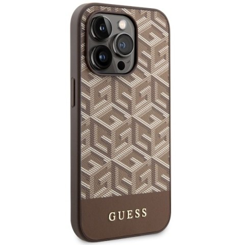 Guess GUHMP14XHGCFSEW i Phone 14 Pro Max 6.7" brązowy/brown hard case GCube Stripes Mag Safe