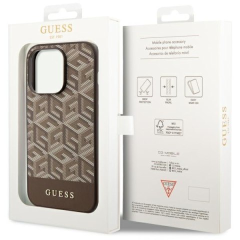 Guess GUHMP14XHGCFSEW i Phone 14 Pro Max 6.7" brązowy/brown hard case GCube Stripes Mag Safe