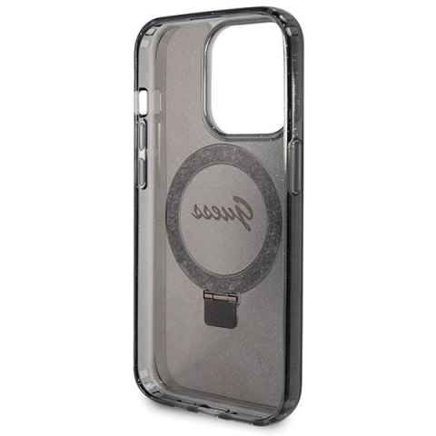 Guess GUHMP14XHRSGSK i Phone 14 Pro Max 6.7" czarny/black hardcase Ring Stand Script Glitter Mag Safe