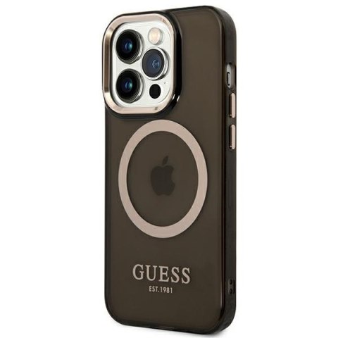 Guess GUHMP14XHTCMK i Phone 14 Pro Max6,7" czarny/black hard case Gold Outline Translucent Mag Safe