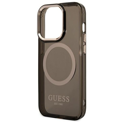 Guess GUHMP14XHTCMK i Phone 14 Pro Max6,7" czarny/black hard case Gold Outline Translucent Mag Safe