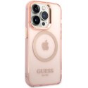 Guess GUHMP14XHTCMP i Phone 14 Pro Max 6,7" różowy/pink hard case Gold Outline Translucent Mag Safe