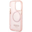 Guess GUHMP14XHTCMP i Phone 14 Pro Max 6,7" różowy/pink hard case Gold Outline Translucent Mag Safe