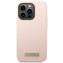 Guess GUHMP14XSBPLP i Phone 14 Pro Max6,7" różowy/pink hard case Silicone Logo Plate Mag Safe