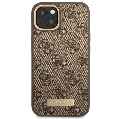 Guess GUHMP14MU4GPRW i Phone 14 Plus / 15 Plus 6.7" brązowy/brown hard case 4G Logo Plate Mag Safe