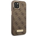 Guess GUHMP14MU4GPRW i Phone 14 Plus / 15 Plus 6.7" brązowy/brown hard case 4G Logo Plate Mag Safe