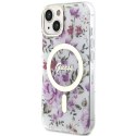 Guess GUHMP14SHCFWST i Phone 14 / 15 / 136.1" transparent hardcase Flower Mag Safe