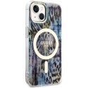 Guess GUHMP14SHLEOPWB i Phone 14 / 15 /13 6.1" niebieski/blue hardcase Leopard Mag Safe