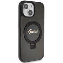 Guess GUHMP14SHRSGSK i Phone 14 / 15 / 13 6.1" czarny/black hardcase Ring Stand Script Glitter Mag Safe