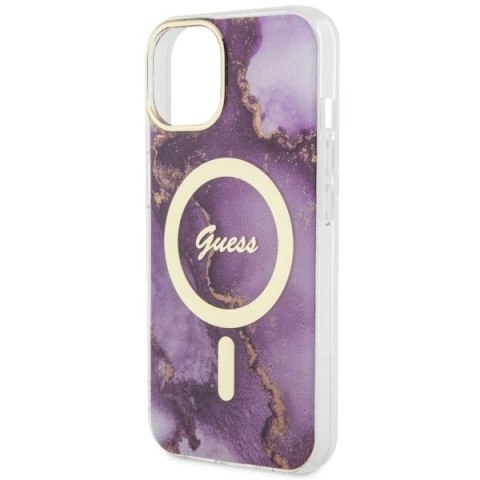 Guess GUHMP14SHTMRSU i Phone 14 / 15 / 136.1" purpurowy/purple hardcase Golden Marble Mag Safe