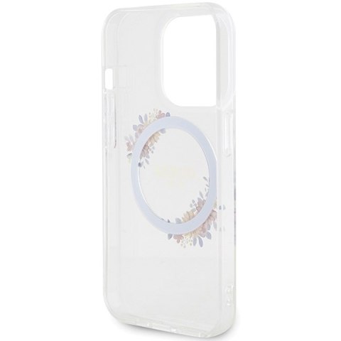 Guess GUHMP15XHFWFCT i Phone 15 Pro Max 6.7" transparent hardcase IML Flowers Wreatch Mag Safe