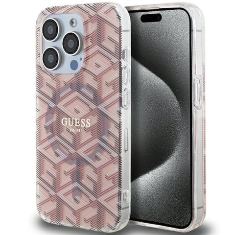 Guess GUHMP15XHGCUSTGP i Phone 15 Pro Max 6.7" różowy/pink hardcase IML GCube Mag Safe