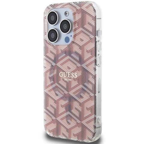 Guess GUHMP15XHGCUSTGP i Phone 15 Pro Max 6.7" różowy/pink hardcase IML GCube Mag Safe