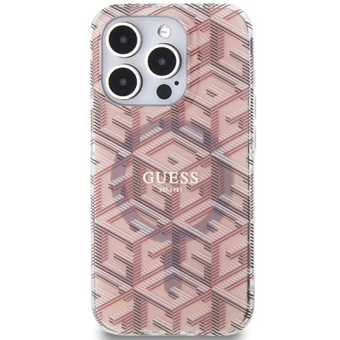 Guess GUHMP15XHGCUSTGP i Phone 15 Pro Max 6.7" różowy/pink hardcase IML GCube Mag Safe