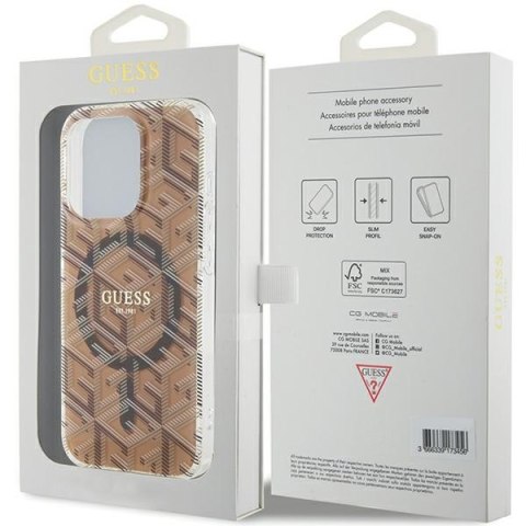 Guess GUHMP15XHGCUSTGW i Phone 15 Pro Max 6.7" brązowy/brown hardcase IML GCube Mag Safe