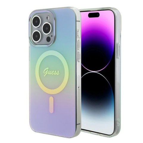 Guess GUHMP15XHITSQ i Phone 15 Pro Max turkusowy/turquoise hardcase IML Iridescent Mag Safe