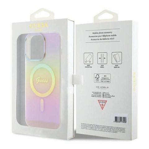 Guess GUHMP15LHITSP i Phone 15 Pro 6.1" różowy/pink hardcase IML Iridescent Mag Safe