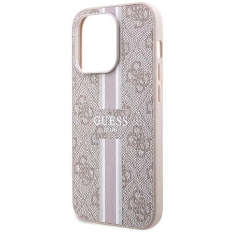 Guess GUHMP15LP4RPSP i Phone 15 Pro 6.1" różowy/pink hardcase 4G Printed Stripes Mag Safe