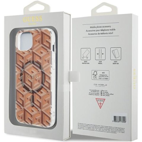 Guess GUHMP15MHGCUSTGW i Phone 15 Plus / 14 Plus 6.7" brązowy/brown hardcase IML GCube Mag Safe