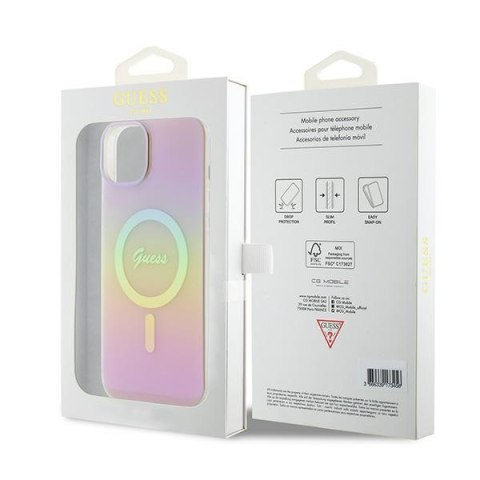 Guess GUHMP15MHITSP i Phone 15 Plus / 14 Plus 6.7" różowy/pink hardcase IML Iridescent Mag Safe