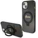Guess GUHMP15MHRSGSK i Phone 15 Plus / 14 Plus 6.7" czarny/black hardcase Ring Stand Script Glitter Mag Safe