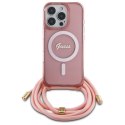 Guess GUHMP16LHCTSGNSP i Phone 16 Pro 6.3" różowy/pink hardcase Crossbody Cord Script Mag Safe