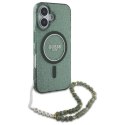 Guess GUHMP16MHGCRELSA i Phone 16 Plus6.7" zielony/green hardcase IML Glitter With Pearl Strap Mag Safe