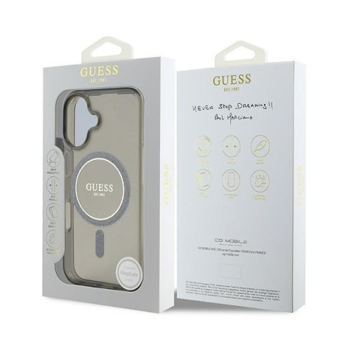 Guess GUHMP16SHFGEREK i Phone 16 6.1" czarny/black hardcase IML Glitter Circle Mag Safe