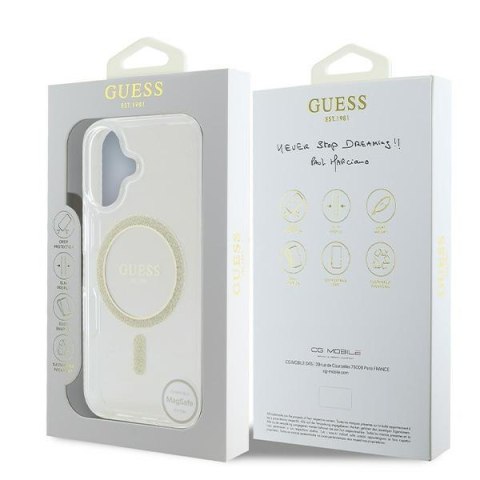 Guess GUHMP16SHFGERET i Phone 16 przeźroczysty/transparent hardcase IML Glitter Circle Mag Safe