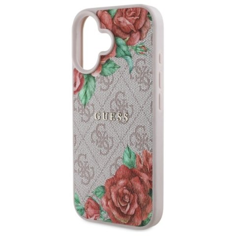 Guess GUHMP16SP4ROPEMCP i Phone 16 6.1" różowy/pink hardcase 4G Flowers Print Mag Safe