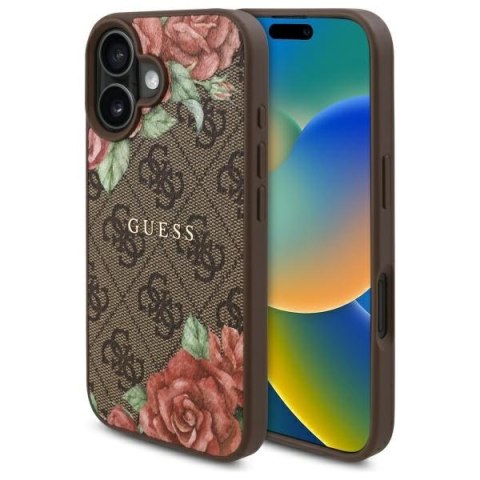Guess GUHMP16SP4ROPEMCW i Phone 16 6.1" brązowy/brown hardcase 4G Flowers Print Mag Safe