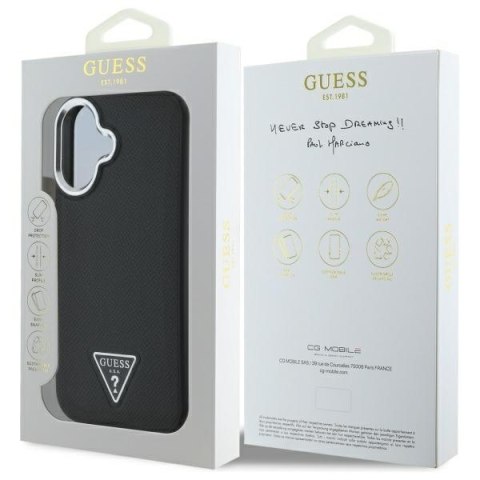 Guess GUHMP16SPGTSPSK i Phone 16 czarny/black hardcase Grained Triangle Mag Safe