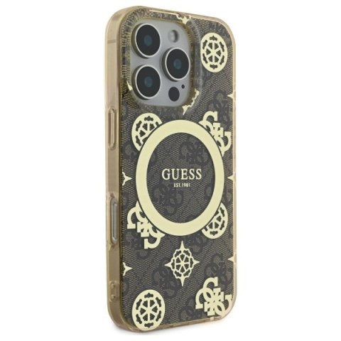 Guess GUHMP16XH4PYEEW i Phone 16 Pro Max 6.9" brązowy/brown hardcase IML Peony On 4G Background Mag Safe