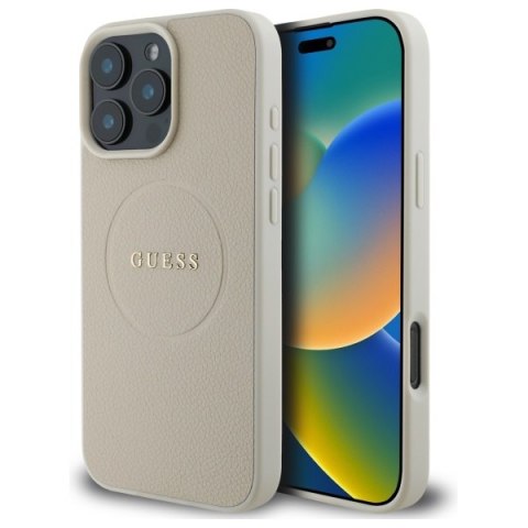Guess GUHMP16XPGHSMME i Phone 16 Pro Max 6.9" beżowy/beige hardcase Grained Ring Mag Safe