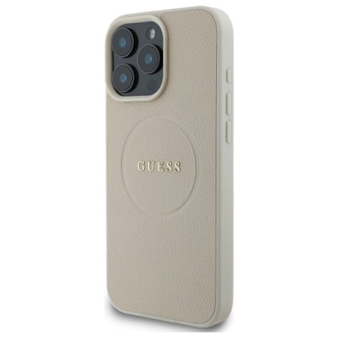 Guess GUHMP16XPGHSMME i Phone 16 Pro Max 6.9" beżowy/beige hardcase Grained Ring Mag Safe