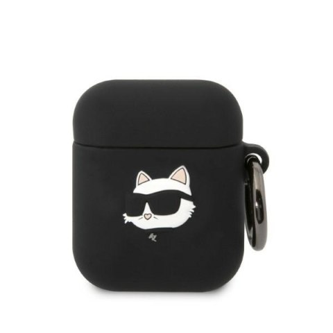 Karl Lagerfeld KLA2RUNCHK Air Pods 1/2 cover czarny/black Silicone Choupette Head 3D