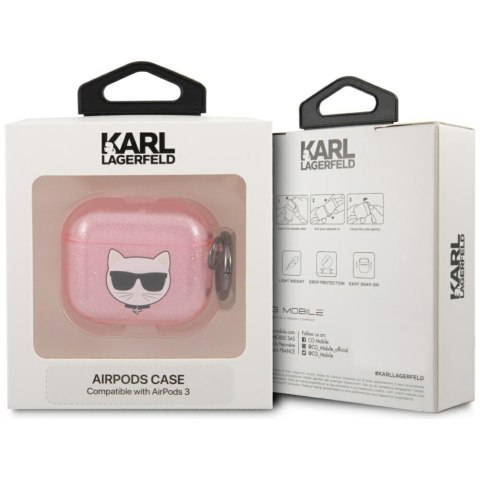 Karl Lagerfeld KLA3UCHGP Air Pods 3 cover różowy/pink Glitter Choupette