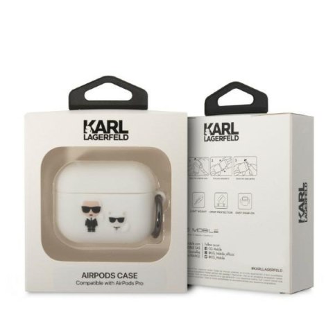 Karl Lagerfeld KLACAPSILKCW Air Pods Procover biały/white Silicone Karl & Choupette