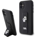 Karl Lagerfeld KLHCN61GSAKCPK i Phone 11 / Xr 6.1" czarny/black hardcase Gripstand Saffiano Karl&Choupette Pins
